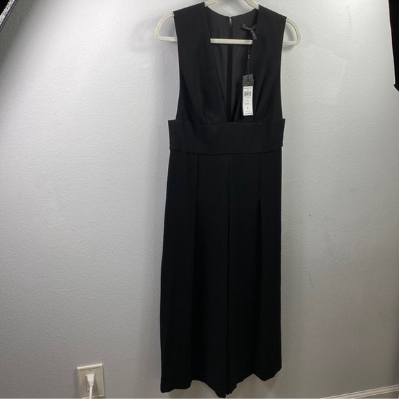 NWT BCBG Black Deep V-Neck Midi Dress - Picture 4 of 7